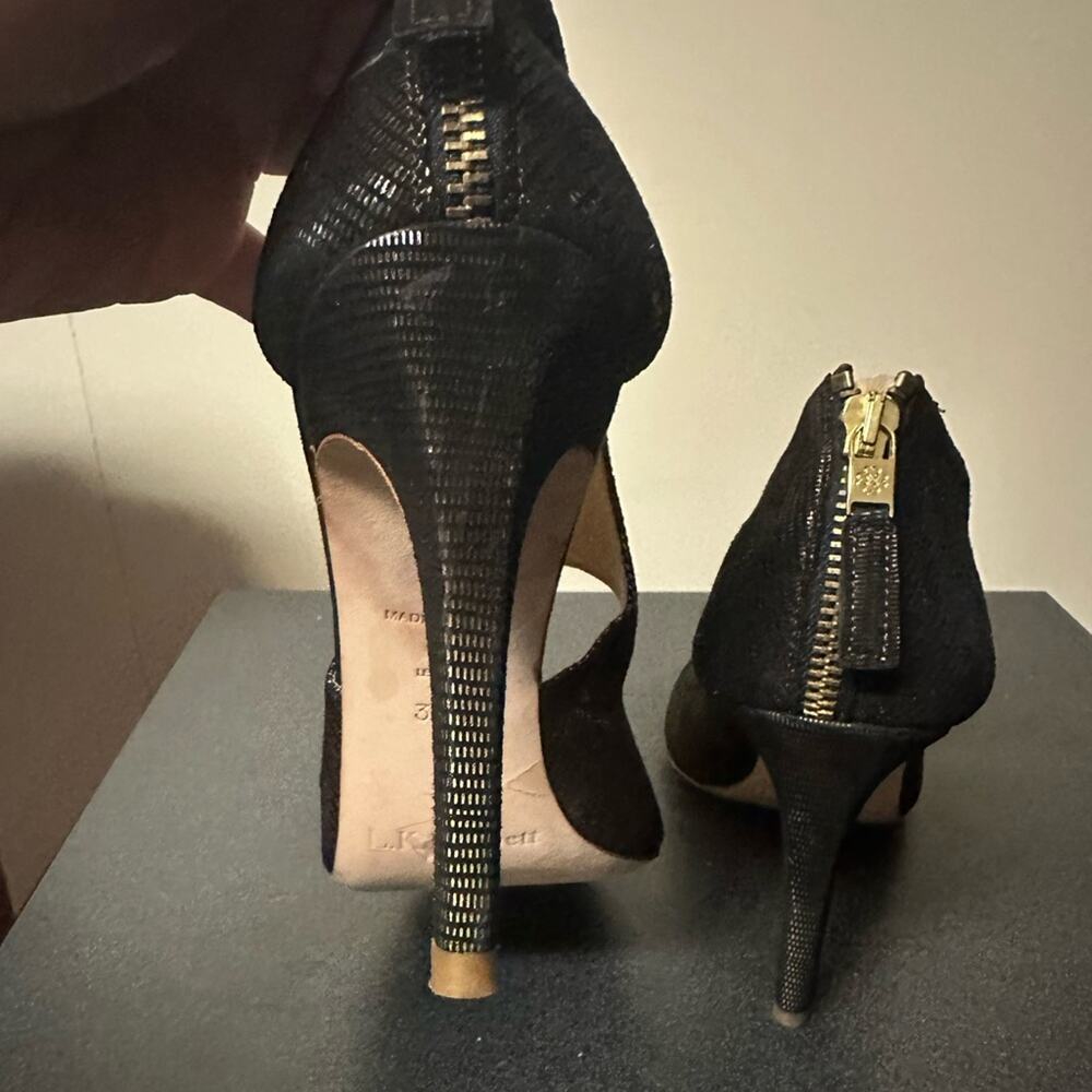 LK Bennett Metallic Black and Gold Heels - Picture 9 of 12